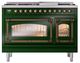 Ilve® Nostalgie II Noblesse 48'' Emerald Green Pro Style Dual Fuel Range with Burnished Trim-1