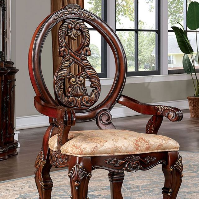 Furniture of America® Normandy 9-Piece Brown Cherry/Tan Dining Set-1