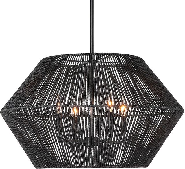 Uttermost® Suva Matte Black 4-Light Rope Pendant-4