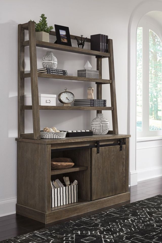 Signature Design by Ashley® Luxenford 2-Piece Grayish Brown Office Credenza with Hutch-3