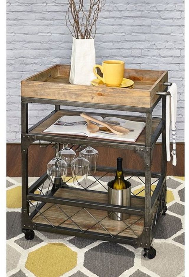 Powell® Collin Driftwood Bar Cart-4