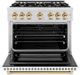 ZLINE Select Autograph Edition 36" Satin Stainless Steel Convection Pro Style Gas Range with White Matte Door and Polished Gold Accents-1