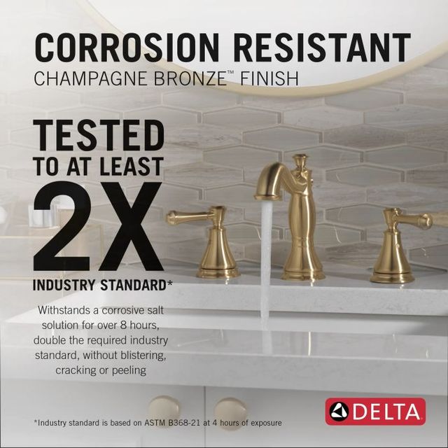 Delta Cassidy® Champagne Bronze 2-Handle Widespread Bathroom Faucet with Drain-4