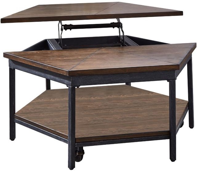 Steve Silver Co. Ultimo Mocha Hexagon Lift-Top Cocktail Table with Black Base-3