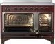 Ilve® Majestic III 48" Burgundy Pro Style Induction Range with Triple Glass Door and Burnished Trim-1