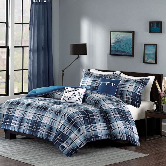 Olliix by Intelligent Design Camilo Blue Full/Queen Comforter Set-0