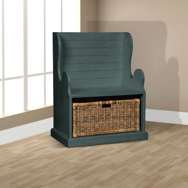 Sunny Designs™ Accents Little Boy Blue Hall Seat with Rattan Basket-1