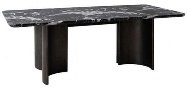 Furniture of America® Selsey Black Stone Top Dining Table with Dark Walnut Base-0