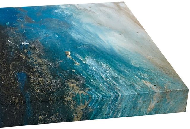Olliix by INK+IVY Blue Set of 3 Rolling Waves Gel Coated Canvas Pieces-4