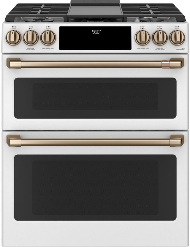 Café™ 30" Matte White Slide In Dual Fuel Range-1