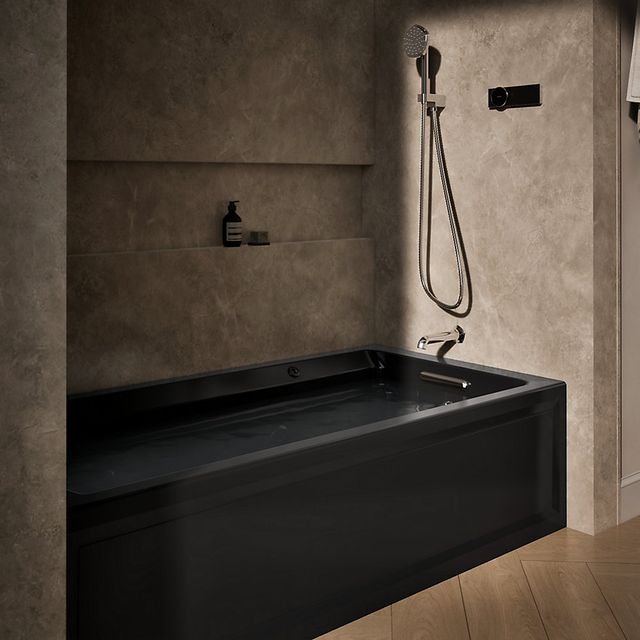 KOHLER® Archer® Black 72" x 36" Alcove Heated Bubble Massage™ Air Bath and Whirlpool - Right Drain-1