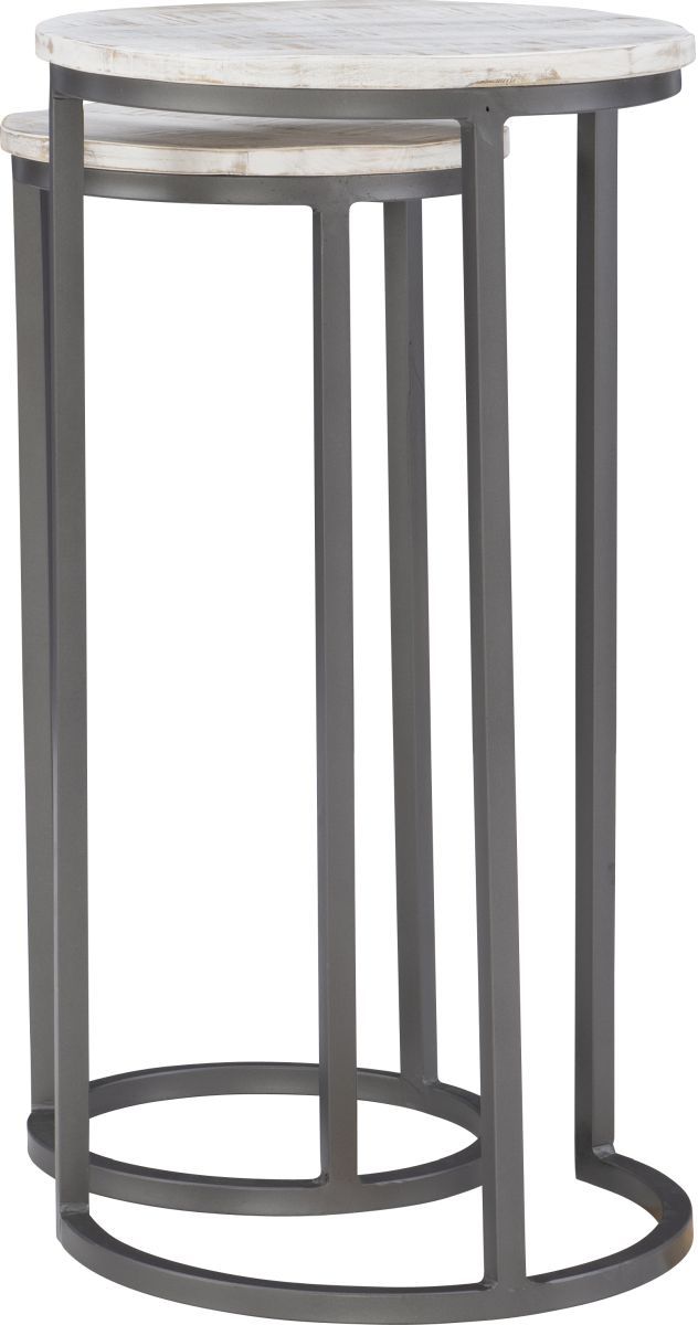 Powell® Weston 2-Piece White Nesting Table Set with Dark Gray Base-2