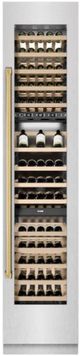 ZLINE Autograph Edition 18 in. 9 Cu. Ft. Triple Zone 68 Bottle Right Hinge Column Wine Cooler in Satin Stainless Steel with Polished Gold Accents-2