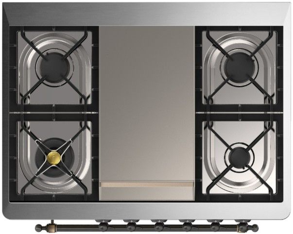 Ilve® Majestic III 36'' White Pro Style Dual Fuel Liquid Propane Range with Triple Glass Door and Burnished Trim-3