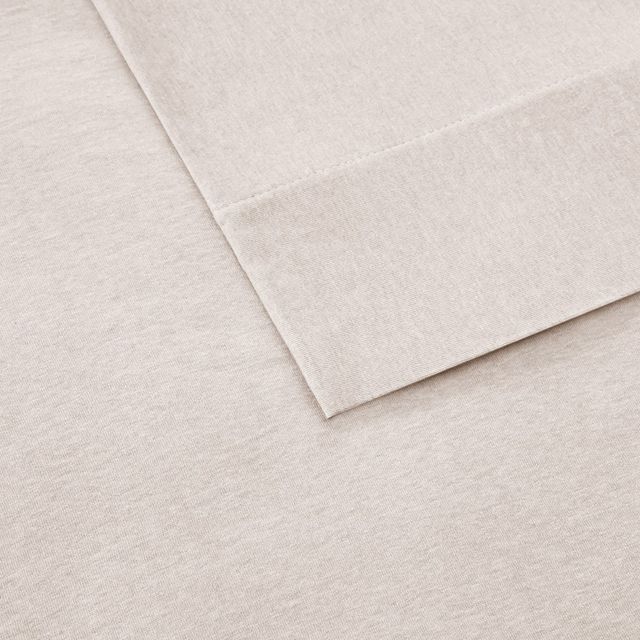 Olliix by INK+IVY Natural Twin Cotton Jersey Knit All Season Heathered Sheet Set-1