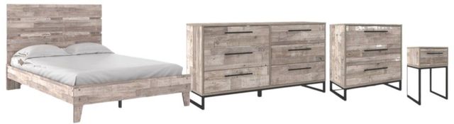 Signature Design by Ashley® Neilsville 4-Piece Whitewash Queen Panel Bed Set-0