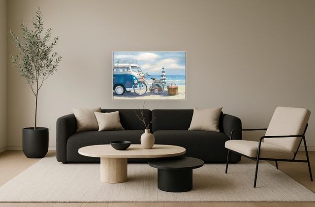 Classy Living Adventurous VW Bus on Beach Wall Art-1