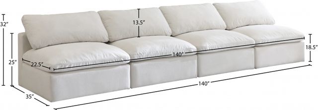 Meridian Furniture Plush 4-Piece Cream 	140" Modular Sectional-2