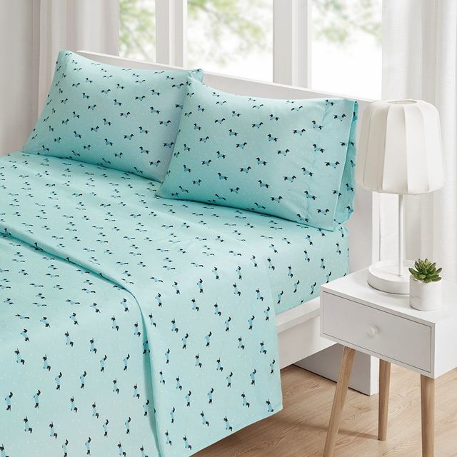 Olliix by Intelligent Design Aqua Dogs Twin XL Novelty Printed Sheet Set-3