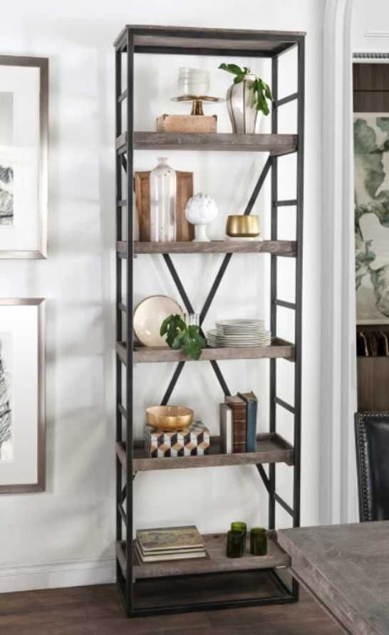 Classic Home Evan Black/Olive Brown Single Bookshelf-1
