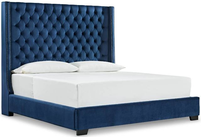 Signature Design by Ashley® Coralayne 5-Piece Blue/Silver California King Upholstered Bed Set-1