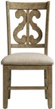 Elements International Stone Grey Wooden Swirl Back Side Chair Set-4