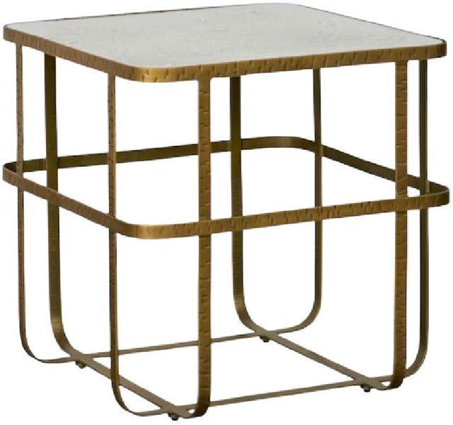 Bassett® Furniture Atticus White End Table with Gold Base-0