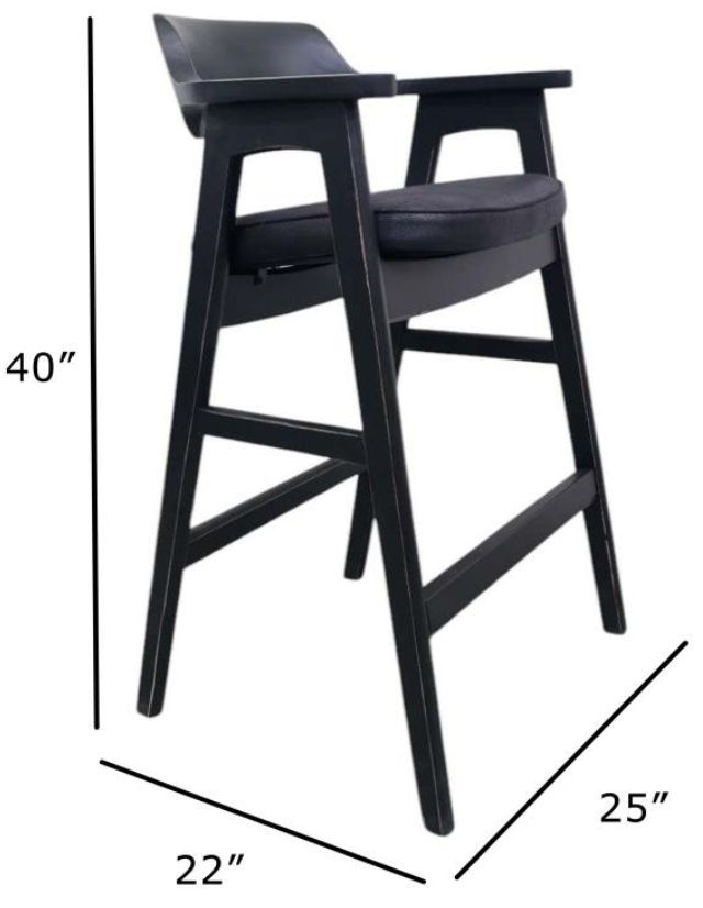 Nest Home Collections Wagner Black/Vintage Black Bar Chair-2