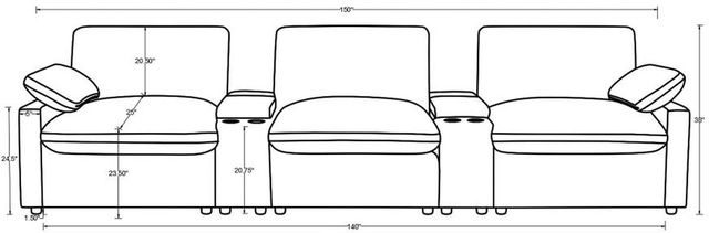 Coaster® Collins 5-Piece Chocolate Brown Power Reclining Home Theater-2