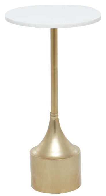 Deco Marche White Accent Table with Gold Base-0
