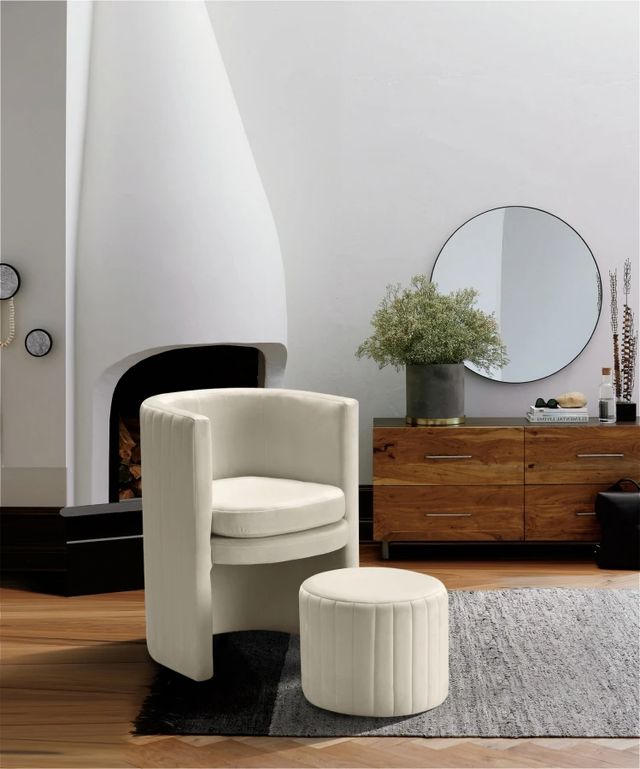 Meridian Furniture Selena 2-Piece Cream Chair and Ottoman Set-3