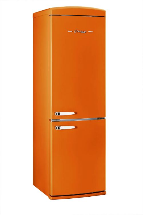 Unique® Appliances Classic Retro 24" 11.7 Cu. Ft. Orange Creamsicle Counter Depth Bottom Freezer Refrigerator-3