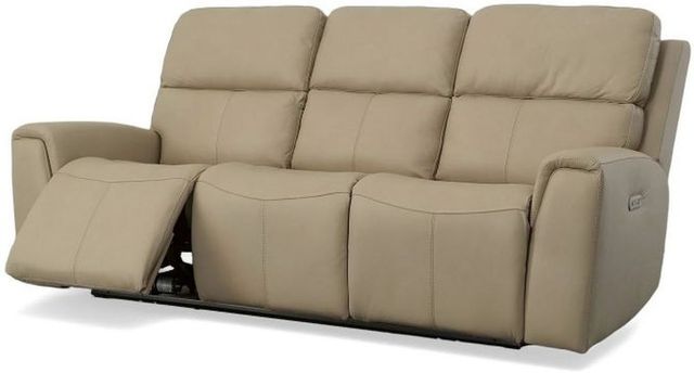 Flexsteel® Jarvis Parchment Reclining Sofa with Power Headrests-2