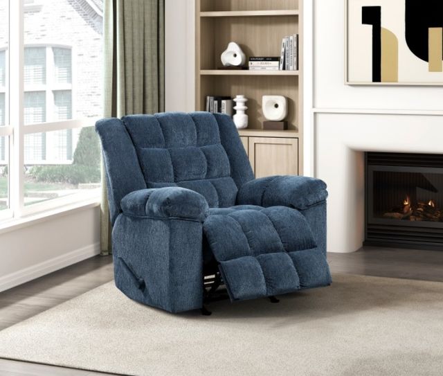 Homelegance® Baldwin Blue Rocker Manual Recliner-1