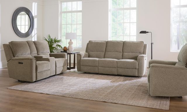 Bassett® Furniture Club Level Calvin Pecan Power Reclining Loveseat with Console-3