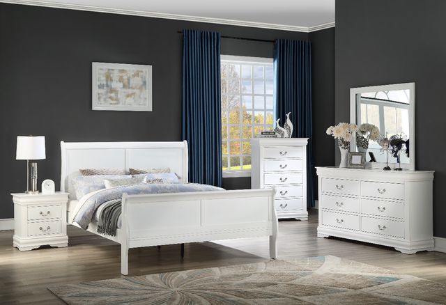 Crown Mark Louis Philip White 5-Drawer Chest-1