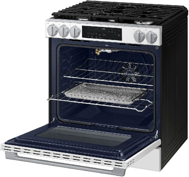 Samsung Bespoke Smart 30" White Glass Gas Slide In Gas Range-2