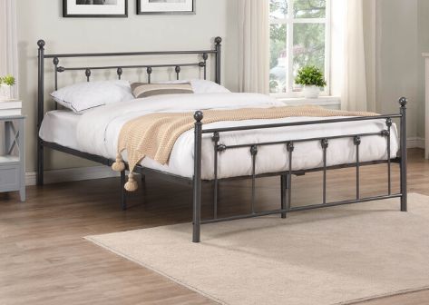 Milton Greens Stars Dark Gray Queen Victorian Style Metal Platform Bed-1
