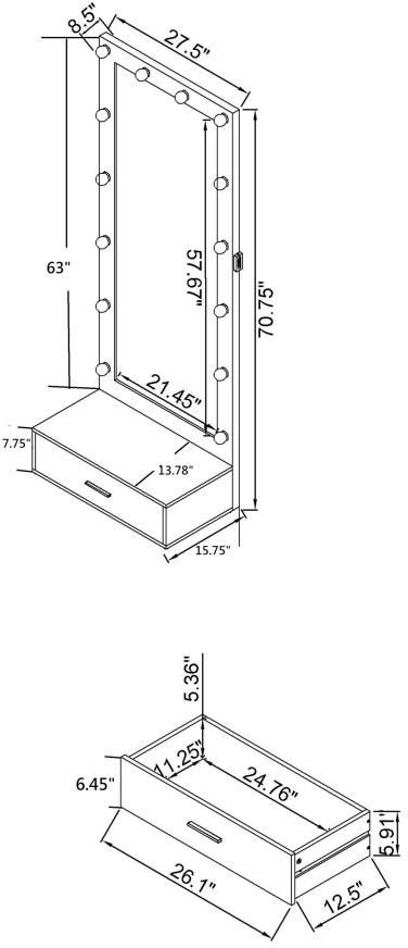 Coaster® Spector White High Gloss Floor Mirror-2