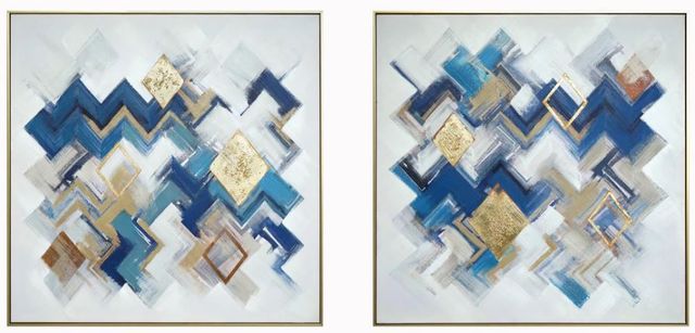 Classy Art 2-Piece Style 15 Hand Painted Textured Canvas in Frame Wall Art Set-0