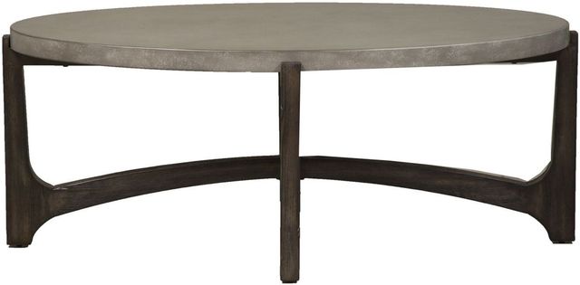 Liberty Furniture Cascade Gray Oval Cocktail Table with Wirebrush Rustic Brown Base-2