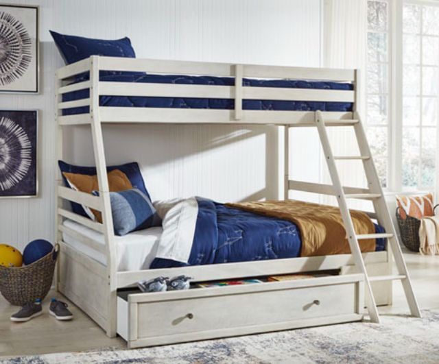 Signature Design by Ashley® Robbinsdale Antique White Twin/Full Bunk Bed with Storage-3