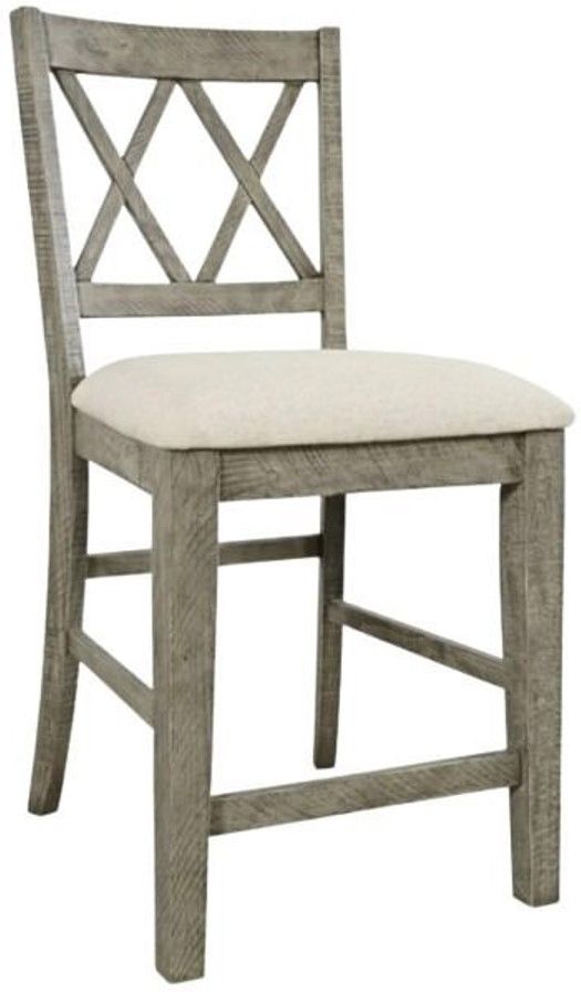 Jofran Inc. Telluride Beige/Driftwood Double X-Back Counter Stool-0