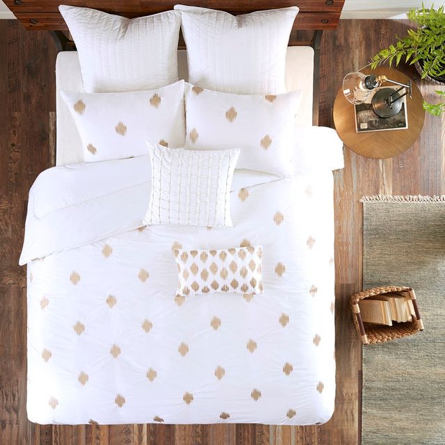 Olliix by INK+IVY 3 Piece Copper Full/Queen Stella Dot Cotton Percale Comforter Mini Set-1