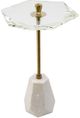 A & B Home Clear Glass Table with Gold and White Frame -1