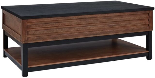 Signature Design by Ashley® Kallari Black Lift Top Cocktail Table with Warm Brown Base-0