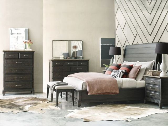 Plank Road Charcoal Queen Bed Set, Mattress Free!-0
