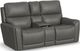 Flexsteel® Carter Smoke Power Reclining Loveseat with Console and Power Headrests and Lumbar-0