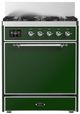 Ilve® Majestic III 30" Emerald Green Pro Style Dual Fuel Natural Gas Range with Solid Door and Chrome Trim-0