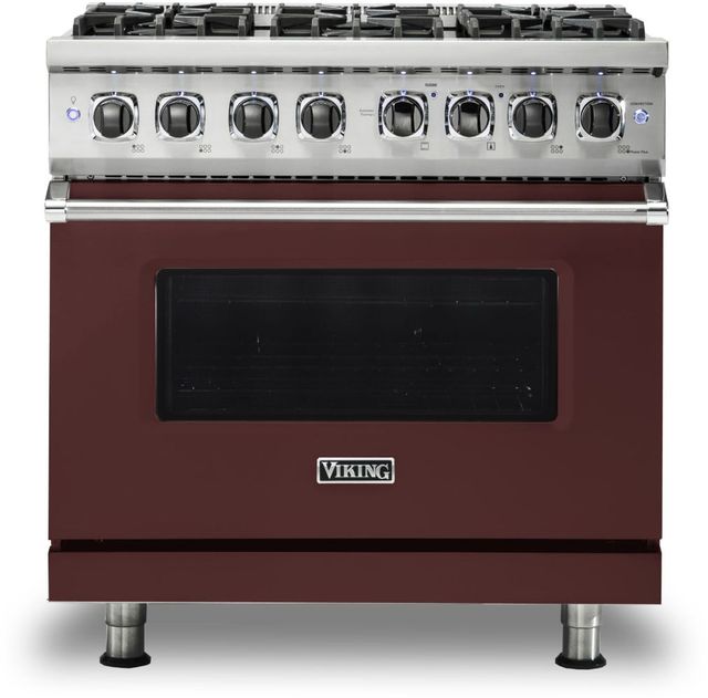 Viking® 5 Series 36" Kalamata Red Pro Style Dual Fuel Liquid Propane Range-0